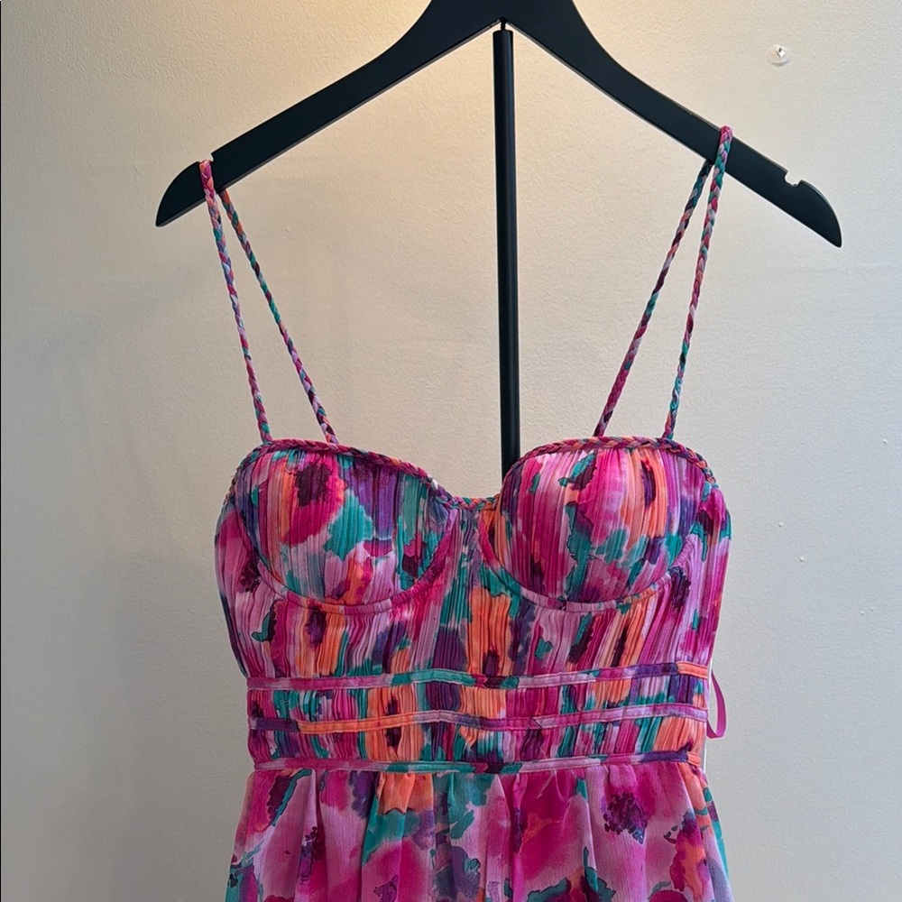 AQUA Pink Floral Maxi Dress - Picture 3 of 5